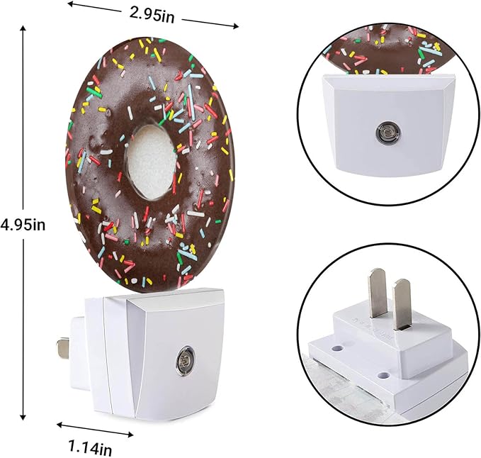 EKOBLA Donut Night Light, Chocolate Dessert Snack Night Lights Plug Into Wall for Kids, 0.5W for Stairway, Hallway and Bedroom