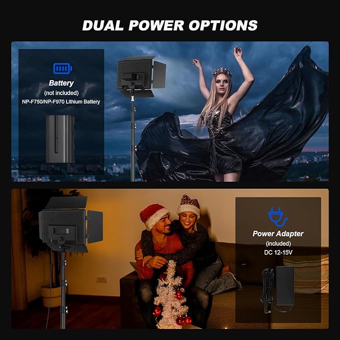 2Pack LED Video Light with Barn Door, 12.6" Bi-Color 280 LED Beads, 2400Lux 2500-6500K CRI 96+ Dimmable Photography Lighting Kit for Video Recording, Filmmaking, YouTube, Studio, and Live Stream