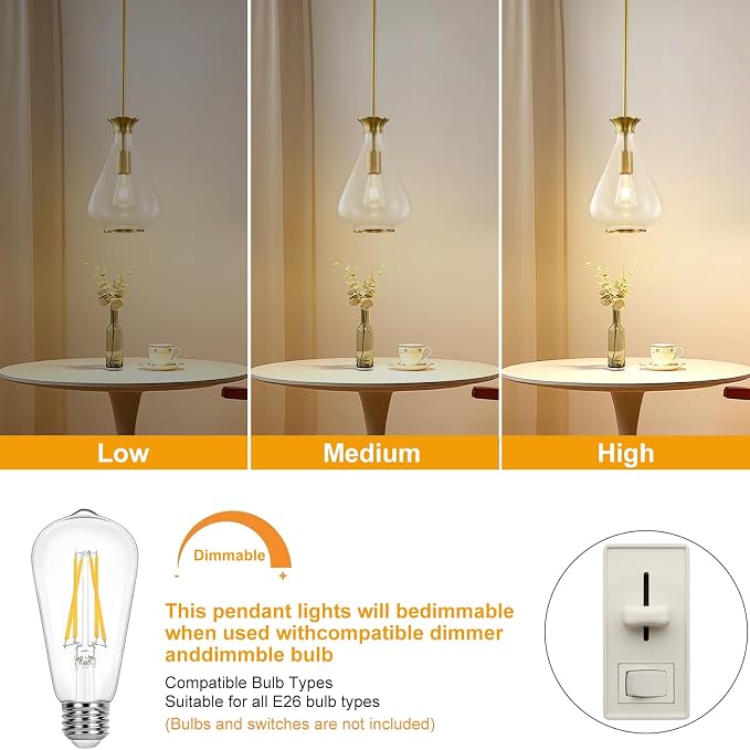 Modern Pendant Lights Kitchen Island,1 Pack Brushed Gold Pendant Light Fixtures with 8.5" Clear Air Bubble Glass Shade,Industrial Hanging Pendant Lights Fixture for Kitchen Island Dining Room Entryway
