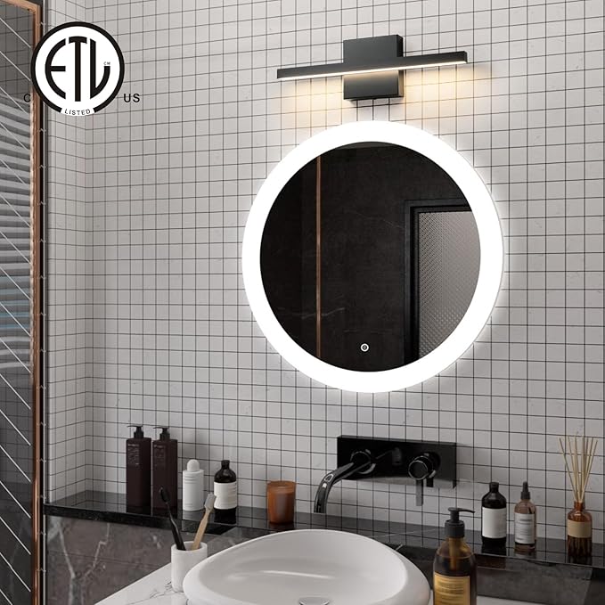 Black Bathroom Vanity Light - 15.7 inch 5CCT Modern Bathroom Light Fixture Over Mirror 12W LED Dimmable Wall Sconce Lighting Fixture for Bathroom Bedroom