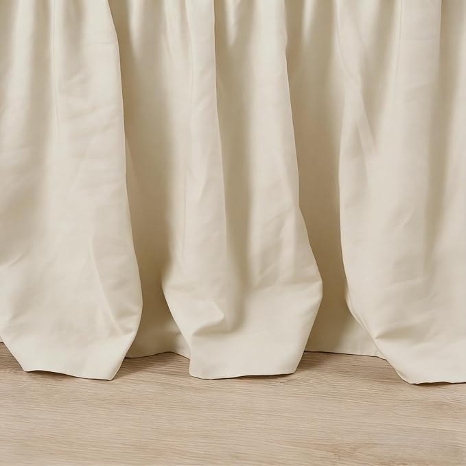 RIMELA Bed Skirt Queen Size 15 Inch Drop, Wrap Around Elastic Bedskirt for Home, Room Decoration for Women, Pleated Adjustable Dust Ruffle, Light Beige, Easy to Install