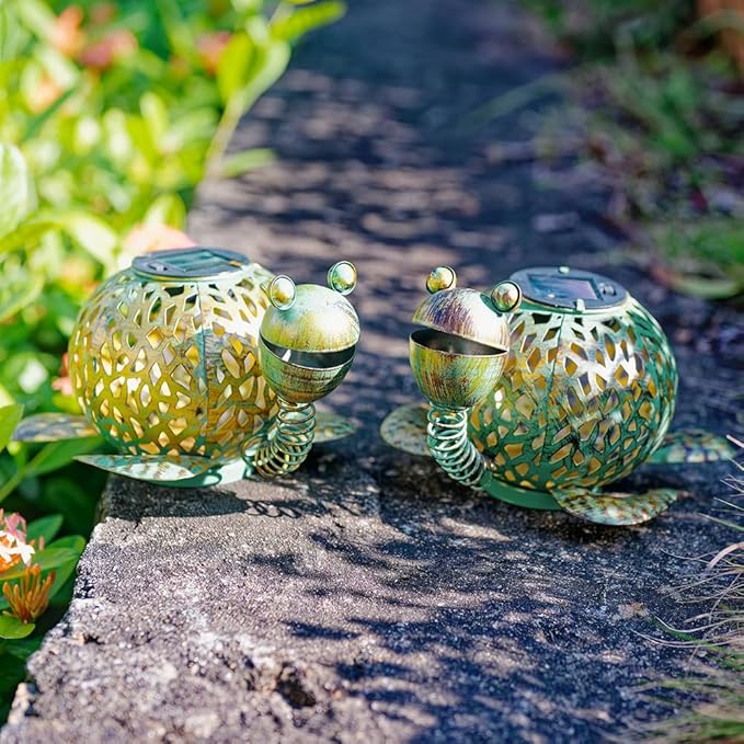 Solar Lanterns Outdoor Waterproof, 2 Pack Tortoise Garden Lights Staked Solar Powered Lanterns for Yard Patio Pathway, 2025 Gardening Lovers Mom Gifts