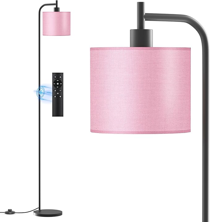 Floor Lamp for Living Room, Tall Standing Lamp with Linen Shade | Dimmable with Remote Control, 3 Color Temperatures, 9W LED Bulb Included, Ideal for Bedroom, Office and Reading Corner