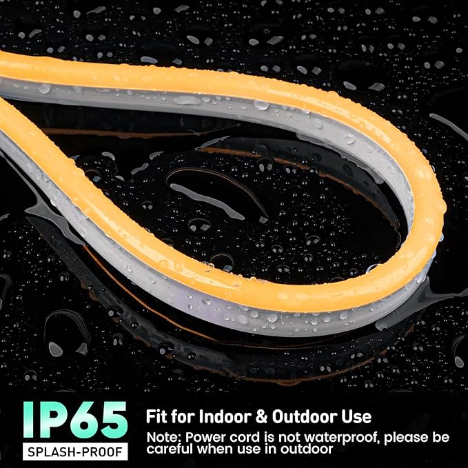 GZBtech Flexible LED Neon Rope Lights 50FT,AC 110-120V Waterproof Strip Light, 120 LEDs/M Cuttable Connectable Neon Lighting for Indoor Outdoor Home Decor/Commercial Building Use-Amber 15M, ETL Listed