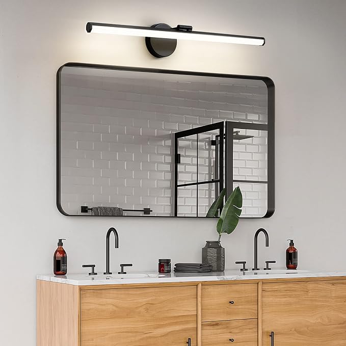 KAISITE Bathroom Vanity Light Over Mirror - 30 Inch Black Vanity Light Fixture 24W 4000K Dimmable Modern LED Vanity Lighting Fixture Rotatable Bath Vanity Light Bar for Bathroom
