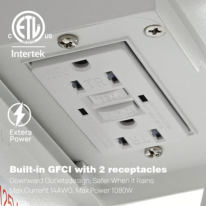Porch Lights with GFCI Outlets Dusk to Dawn Outdoor Wall Lights Waterproof Exterior Lighting Fixtures Modern Outside Lights Wall Mount for House Patio Garage,White,11.8''H,1PC