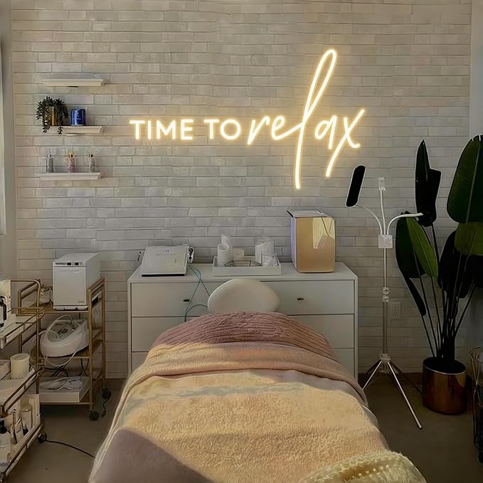 TIME To relax Warm White Led Neon Lights for Wedding Event Wall Decor Party Salon Bar Business Logo Beauty Salon Massage Parlor High-End Restaurant