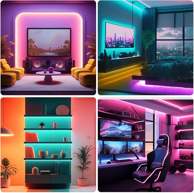 Led Lights for Bedroom 110FT (1 Roll), RGB Color Changing Led Strip Lights | Smart APP and IR Remote Control / Music Sync Color Change / Room Decoration / Party Festival Décor