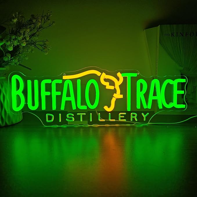 Buffalo Neon Sign Trace Distillery Whiskey Neon Lights for Bedroom Home Business Club Pub Neon Bar Sign for Man Cave Light up Sign for Wall Decor Gift