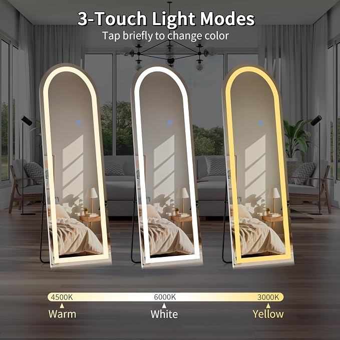 Koonmi Full Length Mirror with LED Lights 65"x26" with Dimming & 3 Color Lighting