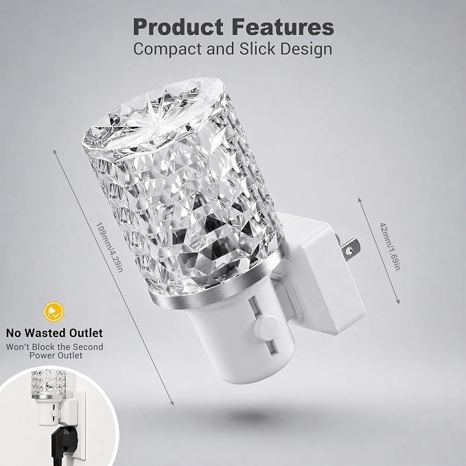 JandCase LED Night Light, Dimmable Night Lights Plug into Wall,Dusk to Dawn | Modern Nightlight, Auto On Off Light Sensor, 3000K Soft White Night Light 0-100LM Brightness, Bathroom Hallway Bedroom Decor