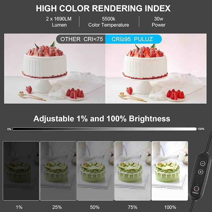 PULUZ Light Box 24x24in, Portable Photo Studio Light Box with 120 LED Lights ＆6 Color backdrops Professional Photography Lighting Tent Kit for Big Product Photography Lightbox