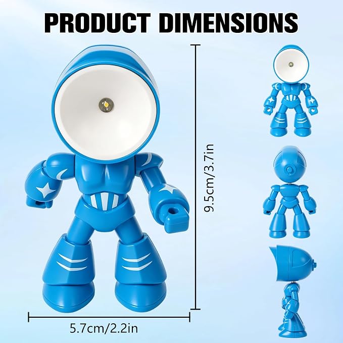Mini Night Light, Posable Cartoon Cute Robot Companion Table Light, Bedside Reading Table Lamp for Desk Decor, Bedroom, Office (Blue)