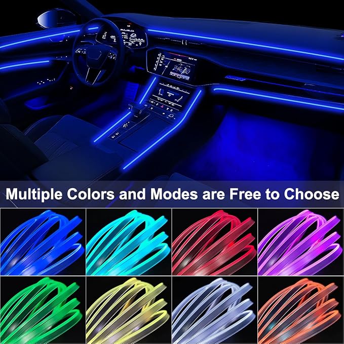 Interior Car LED Lights, 5 in 1 RGB Car Ambient Lighting Kit, APP Control | 275 inches Fiber Optic, 16 Million Colors and Music Mode Inside Car Lighting Accessories, 12V