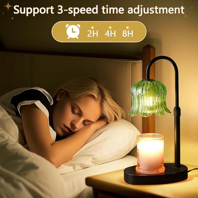 CRMILL Candle Warmer Lamp Electric Timer - House Gifts New Home Bedroom Decor Candle Lamps Green Candle Lights