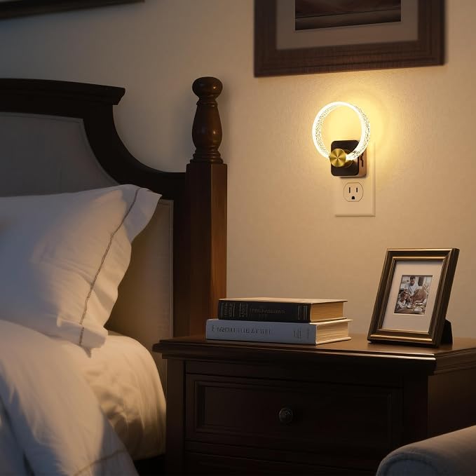 LED Night Lights Plug Into Wall，Acrylic Decorative Night Light | Dusk-to-Dawn Sensor, Dimmable Nightlights, Adjustable Brightness for Bathroom, Hallway, Bedroom,Kids Room,Soft White