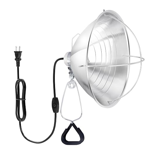HealSmart 10.5" Clamp Light Socket and Bulb Guard, 250-Watt Maximum with 6 Feet 18/2 SPT-2 Cord, Aluminum Reflector E26 (no Bulb Included), for Reptiles and Plants Growing, (Pack of 1)
