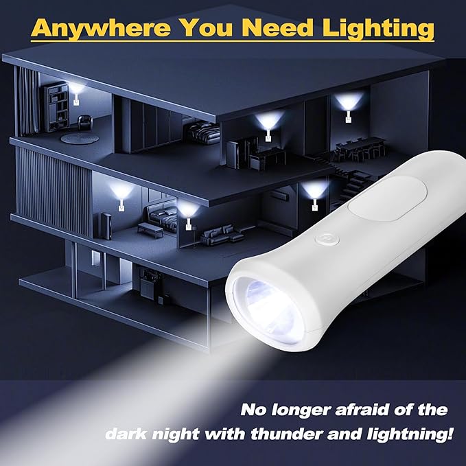 4 in 1 Emergency Lights for Home Power Failure, 1 Pcs Rechargeable LED Flashlight Plug in Wall, Automatic Turn-On Power Outage Night Light Flashlight for Hurricane Preparedness Items
