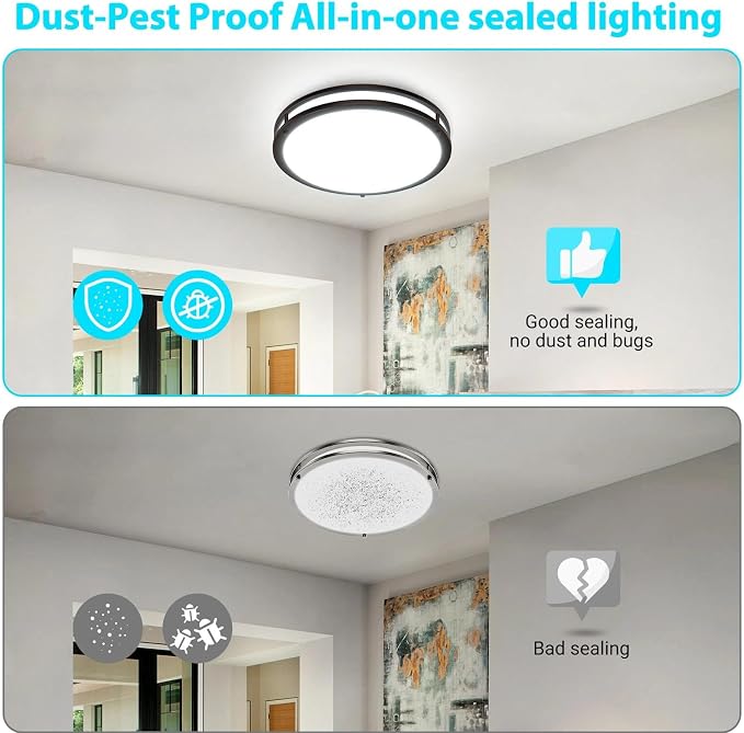 libtit 16-Inch Flush Mount Ceiling Lights, Dimmable 3000K-6500K Adjustable LED Ceiling Light, 36W Round Slim Light Fixture, Oil Rubbed Bronze for Kitchen, Bedroom, Bathroom, Hallway- 1 Pack