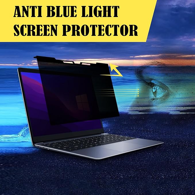 Laptop Privacy Screen 14 Inch Anti Blue Light Screen Protector, Laptop Screen Privacy Shield - 16:9 Aspect Ratio Hanging Style