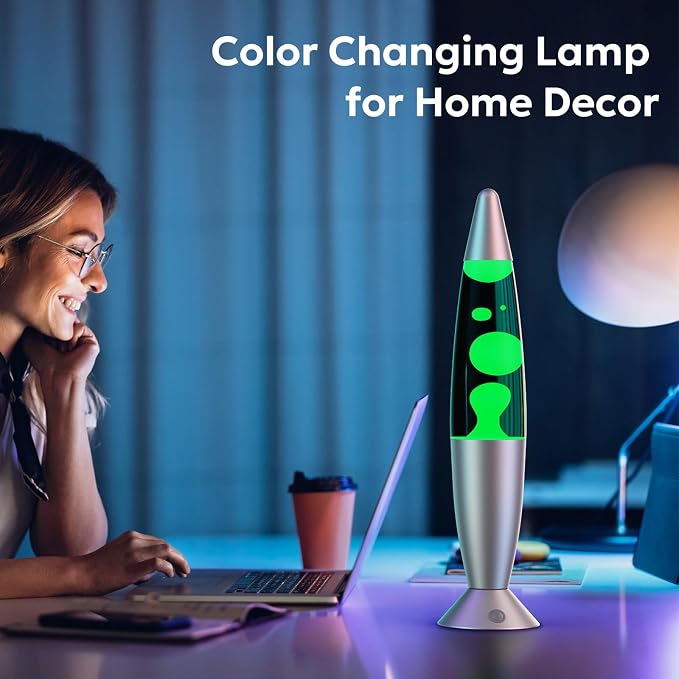 13.5 Inch Liquid Motion Lamps LED, 17 Colors Changing Night Light Table Lamp with Remote Giant Relax Mood Classic Cool Nightlight for Adults Boy Girl Room Home Bedroom Decor, Silver