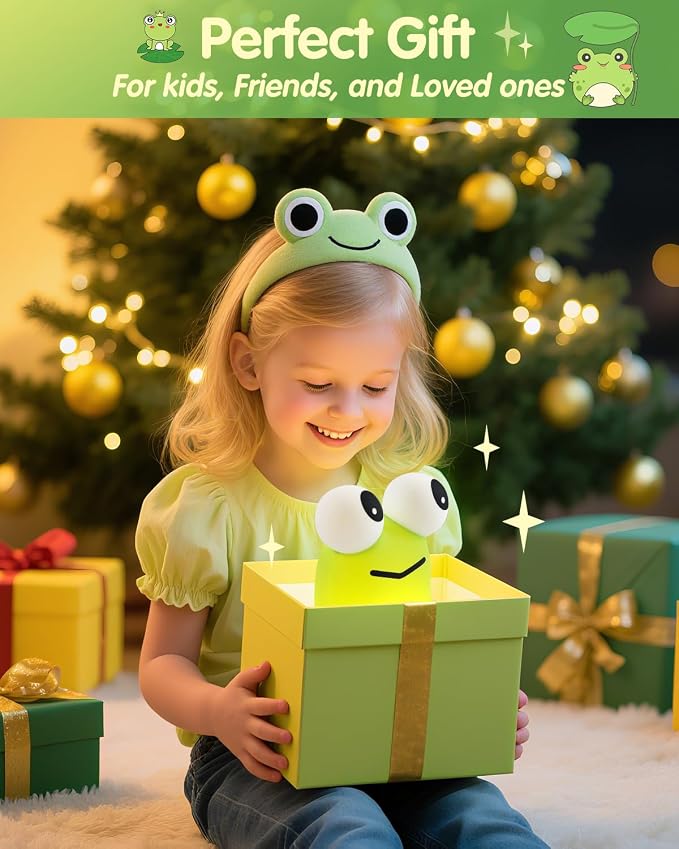 YISUN Frog Night Light for Kids, Soft Silicone Nursery Night Lamp Rechargeable LED Bedside Lamp with Timer, Cute Squishy Lamp for Boys Girls Room Decor Kawaii Toys