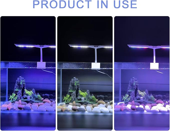 Led Aquarium Light Clip on Fish Tank Light Full Spectrum Plants Lights with Timer Auto On Off, 3 Colors Mode, 360° Adjustable 2 Light Bar, Aquarium Lamp Suitable for 20-40 Gal Fish Tank
