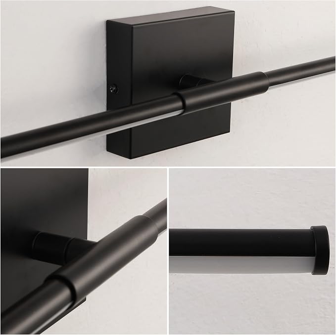 JONATHAN Y Makena 28" 1-Light LED Wall Sconce, Black | Dimmable, Modern, Integrated 12W, Hardwired, Sleek Metal, Ambient, Bathroom Mirror, Bedroom, Hallway, Vanity Mount