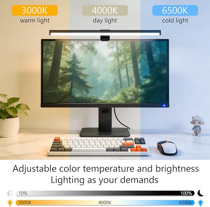 Monitor Light Bar, Eye-Care USB Computer Monitor Lamp for Home Office Gaming, 15.7'' Ultrawide LED Light, 3 Color Temperatures Stepless Dimming Screen Bar