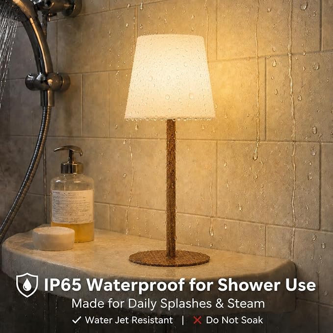 EZVALO Spa-Like Shower Lamp – IP65 Waterproof Bathroom Lamp, Rechargeable Cordless Mood Light, 3 Color Temps for Relaxing Bathroom & Bathtub Experience (1 Pack)