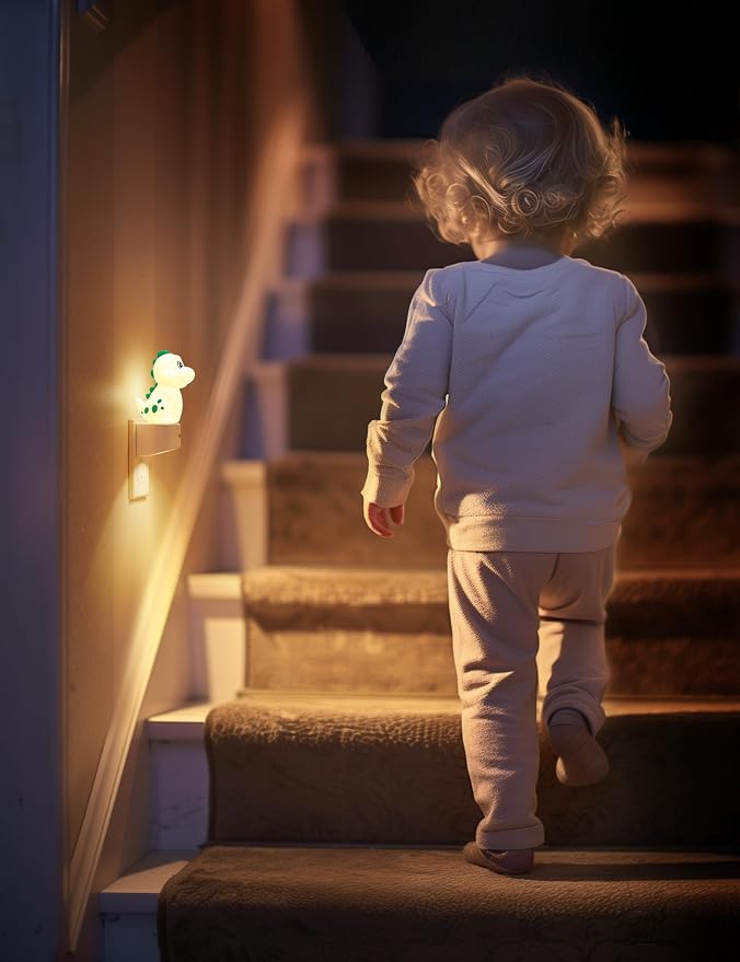 L LOHAS LED Night Light for Kids, 3D Dinosaur Night Light Plug in | Dusk to Dawn Nursery Night Lights, RGB+Soft White 3000K, 3 Lighting Modes, Room Decor, Children