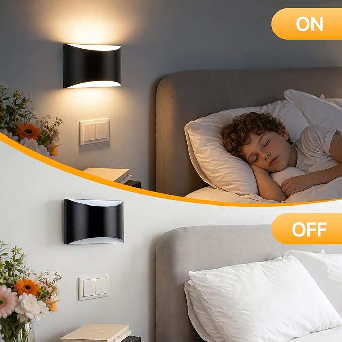Battery Operated Wall Sconce Set of 2, Rechargeable Wall Lights | Large Black Wireless Wall Mount Lights 3000K Bulbs, Touch & Remote Control, Clear Glass, Cordless Dimmable Indoor Lamp