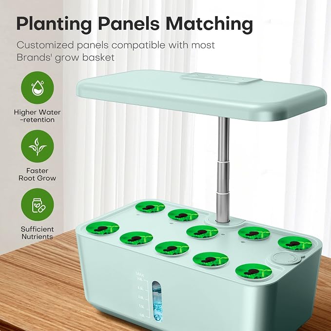 Indoor Garden Hydroponics Growing System: 10 Pods Kit with LED | Plant Germination Kit Herb Vegetable Growth Lamp Countertop Hydroponic Planter Harvest Lettuce for Healthy-Living Enthusiasts