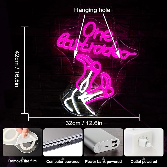 WLHOPE One Last Rodeo Neon Sign Cowboy Boots Neon Sign Led Sign, Cowgirl Neon Signs for Wall Decor,Connectivity Via Licked Neon Light for Bedroom Home Bar Club Hotel Party Western Decor