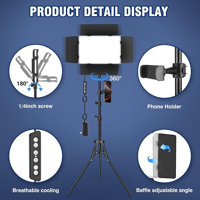 LED Video Light Kit, Studio Light with 2500k-8500k for Filming Camera Photo Recording Stage Shooting Streaming YouTube TikTok