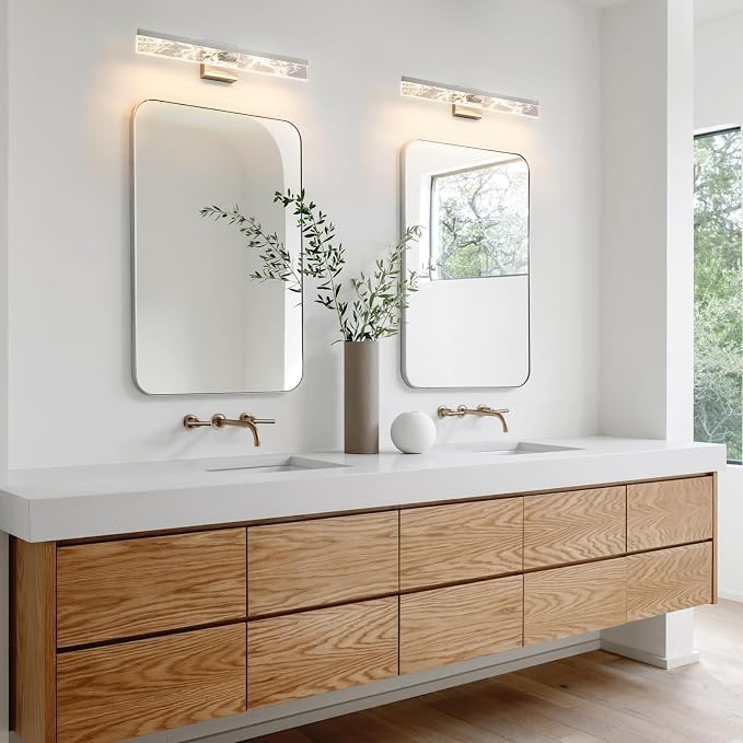 AIJIASI Brushed Nickel Vanity Light for Bathroom - 24 Inch Bathroom Lighting Fixtures Over Mirror 18W 3000K LED Vanity Lights Bar Modern Vanity Light Wall Mount
