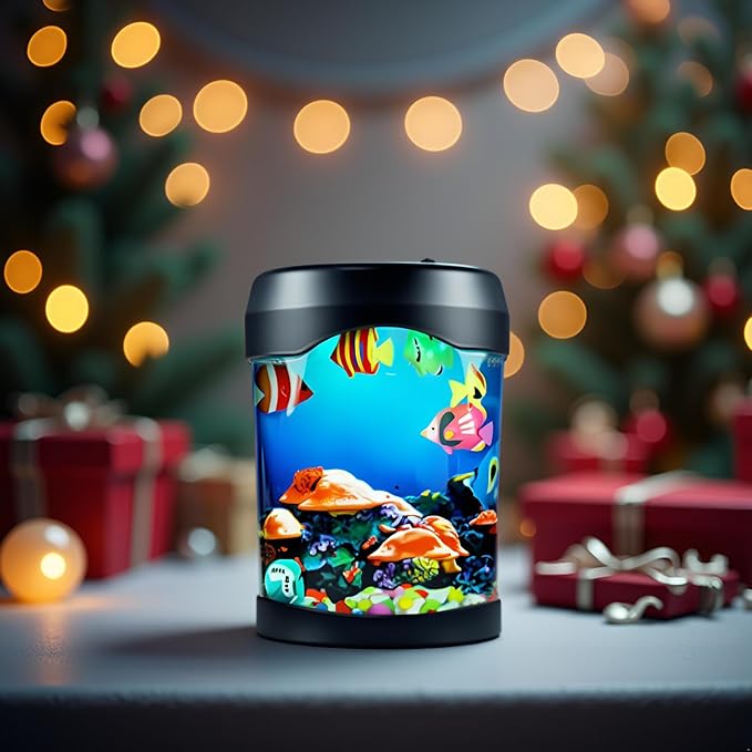Toycol Fake Fish Lamp, LED Aquarium Sensory Light with 6 Color Changing and 7 Fake Fish, Mood-Relaxing Night Light, Exquisite Decoration for Office, Room and Party, Gifts for Kids and Adults
