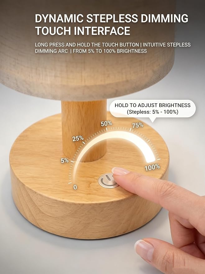 Rechargeable Cordless Table Lamp – 4000mAh Battery Bedside Lamp, Mini Touch Control Dimmable LED Light with 3 Color Modes, Portable Night Light for Bedroom, Dorm, Living Room, Desk, Sofa Side