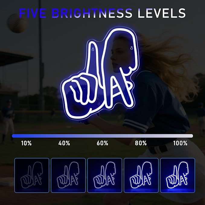 Los Angeles Neon Sign for Garage Wall Decor LA Baseball Gesture Neon Lights for Man Cave Dimmable Baseball Team Logo Led Sign Bedroom Party Birthday Gift for Fans