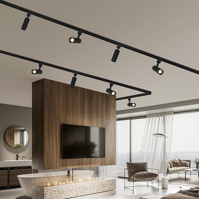 26FT H Track Lighting Rail Kit, Black 120V H Type Track Rail System | Includes Floating Canopy Connector, I/L/T Connectors, End Caps and Live End Feed. Compatible with H style 3-wire Track Heads
