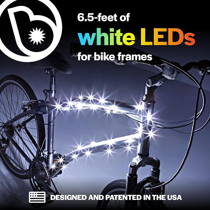 Brightz CosmicBrightz LED Bike Frame Rope Light - 6.5-Foot String Rope - Battery-Powered with On/Off Switch - Ultra Bright Color Keeps Your Ride Fun and Safe for Kids, Teens, & Adults