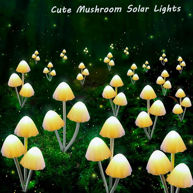 Solar Mushroom Lights for Outside, 6Pack 18 LED Mushrooms with 8 Lighting Modes, Unique Mushroom Garden Decor Gifts, Cute Mushroom Solar Lights Outdoor Garden for Path,Landscape,Yard,Patio,Lawn Decor