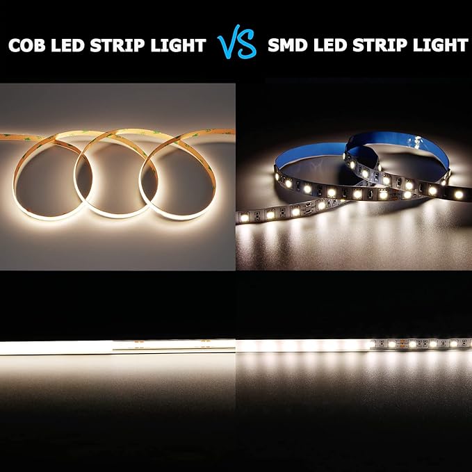 DC 24V COB LED Strip Light Natural White 4000K 2400LEDs 16.4ft(5M) CRI 93+ 4500lm Uniform Glow Flexible IP20 Not Waterproof LED Tape Lights for DIY Bedroom Kitchen Home Decor(No Power Supply)