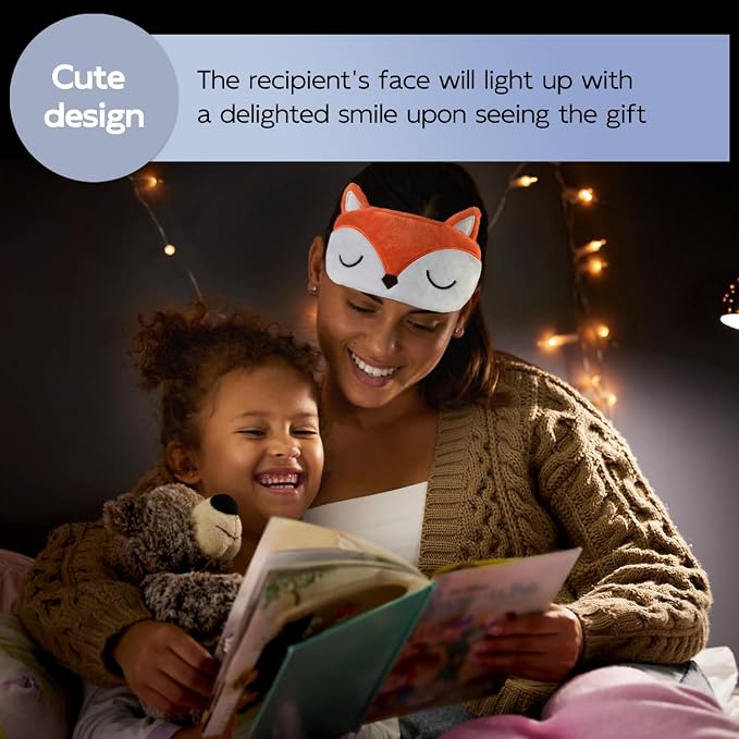 Cute Sleep Masks Cartoon Animal Fox Eye Masks Soft Plush Sleeping Mask Travel Blindfold Eye Shade for Women Men (Fox)