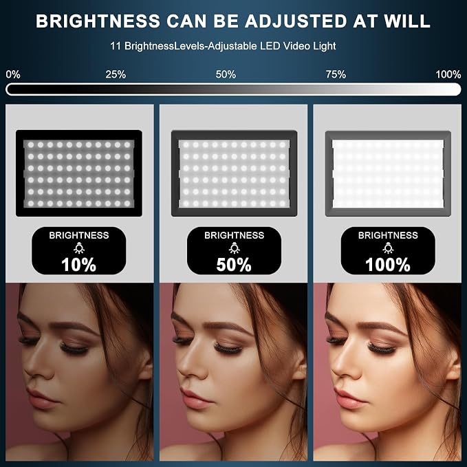 Jiang&Rong 2 Pack LED Video Lighting Kit -5600K Adjustable USB Studio Light | with Barndoor, 9 Colors, for Photography, Streaming, YouTube, TikTok, Film, Recording Studio, Camera Photo Light