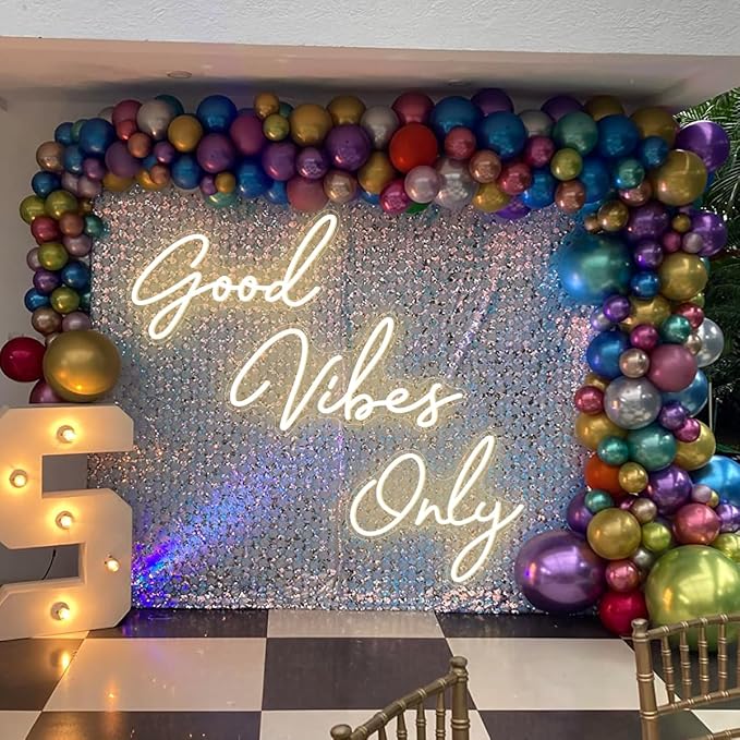 Super Large Good Vibes Only Neon Signs, Dimmable Good Vibes Only Neon Light Signs with ON/OFF Switch, LED Light Up Signs for Home Gym Decor Hair Background Bar Rooms Engagement Birthday Party, Warm White