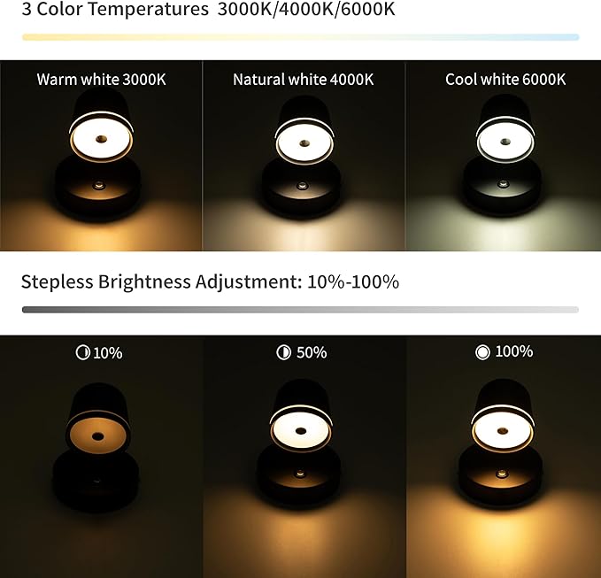 Aisilan Wall Sconce, Hardwired Touch Dimmable Wall Light with 3 Color Temperatures, Adjustable 7W LED Wall Lamp CRI97, Modern Black Aluminum Sconce for Bedroom Bedside Hallway