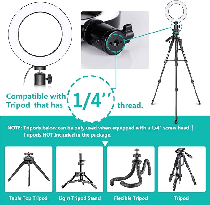Ring Light OEBLD Dimmable with 3 Light Modes & 10 Brightness Level LED Ring Fill Lights for Phone Live Stream Makeup YouTube Shooting(B(only 10'' Ring Light))