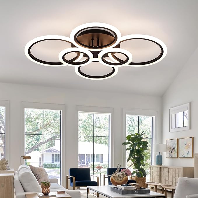 Modern LED Ceiling Light 31" 68W 2315LM Ceiling Light for Bedroom | 3000-6500K Remote Control APP Adjustable Color Temperature Brightness Memory Function Night Light Living Room Kitchen Timer