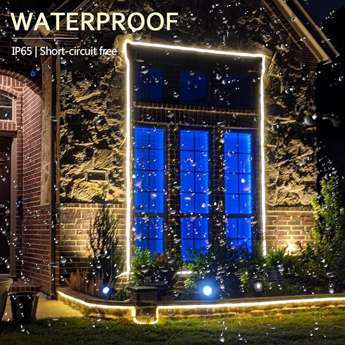 26FT LED Rope Lights Indoor Outdoor, Warm White Waterproof for Patio, Staircase, RV Camping - Flexible Linkable Lighting with Clips, Under Cabinet, Pathway, Garden & Christmas Decoration